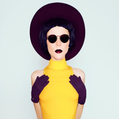 Moda çekici Bayan bordo vintage şapka ve eldiven