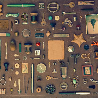 Vintage set of old things clipart