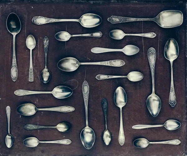 Vintage set of dessert spoons — Stock Photo, Image