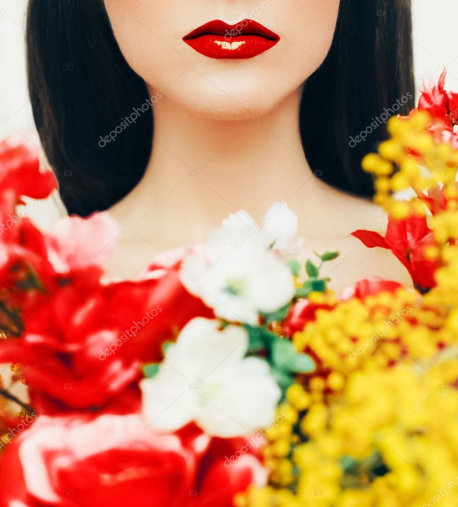 Sensual fashion lady. Flowers, Spring, Romance, March 8