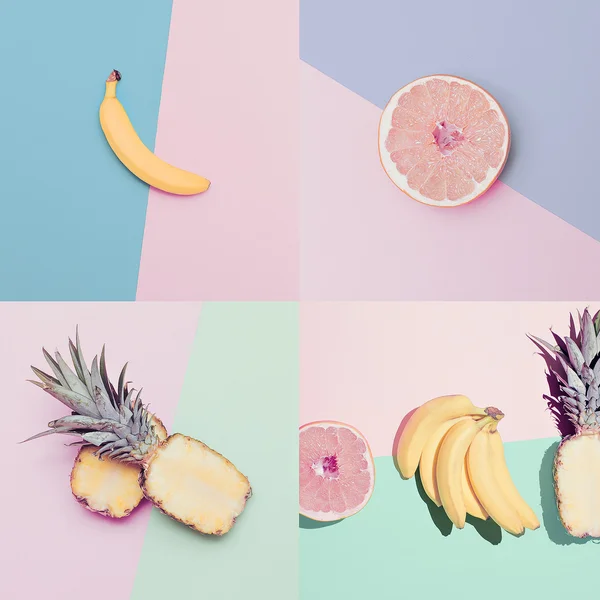 Moda vainilla colores conjunto de frutas. Estilo mínimo — Foto de Stock