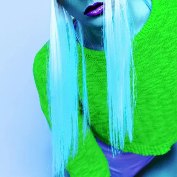 Neon lady style. Acid club party — Stock Photo, Image