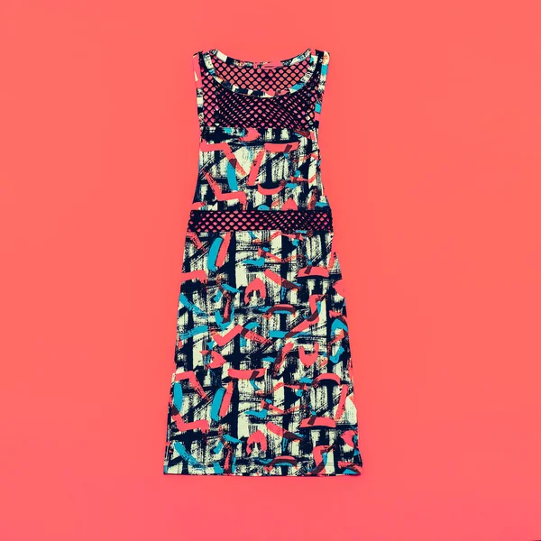 Fashionable ladies dress on bright background. Stylish print — Stock Photo, Image