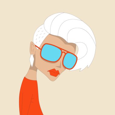 Çekici sarışın disko punk moda stil. Provokasyon kırmızı