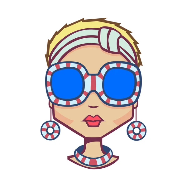 Carácter de chica divertida. Estilo de mar . — Vector de stock