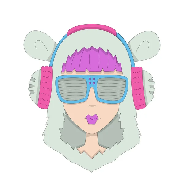 Teddy Bear DJ Girl. Club Dance Style personagem —  Vetores de Stock