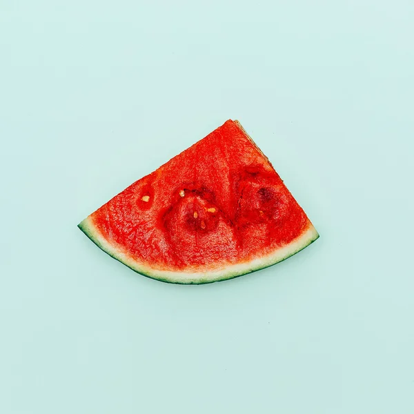 Pedazo de sandía. Fruta de vainilla. estilo minimalista — Foto de Stock