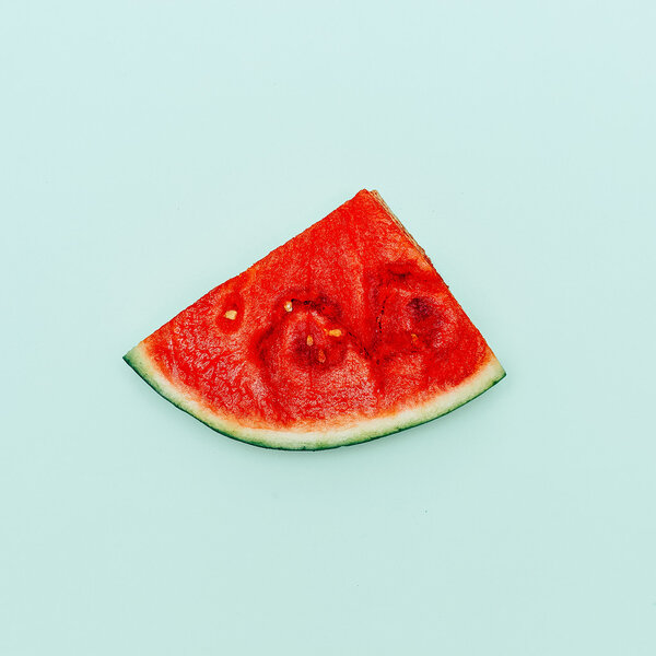Piece of watermelon. Vanilla fruit. minimal style