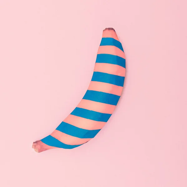 Striped banana. Vanilla minimal style