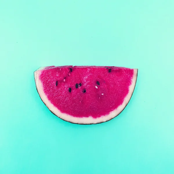 Pedazo de sandía. Fruta de vainilla. estilo minimalista —  Fotos de Stock