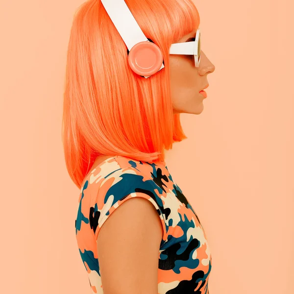 Lady DJ. Fashion music style — Stock Photo, Image