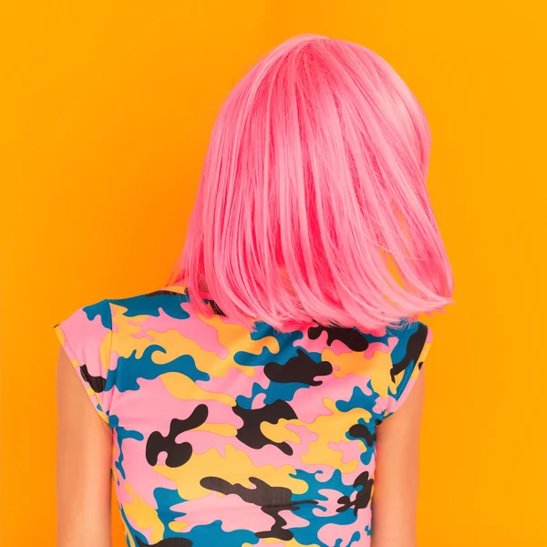 Pink hair girl fashion style — Stock Photo, Image