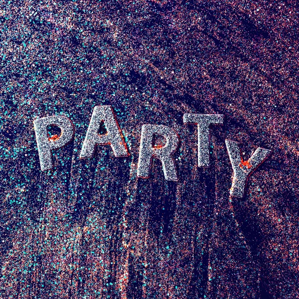 Glamorous background. Letters Bright party. Minimalism photo — Stock Photo, Image