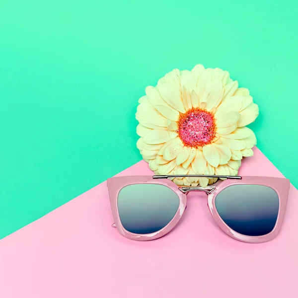 Fashionable sunglasses. Pastel colors. Trend of the season.