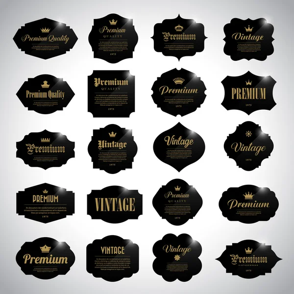 Set de monturas vintage negras — Vector de stock