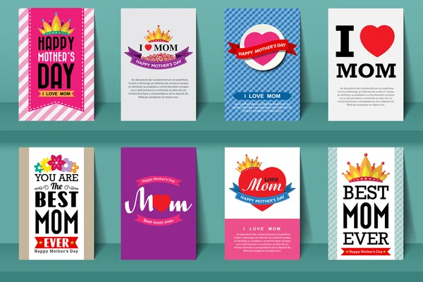 Set van Moederdag dag brochures in vintage stijl — Stockvector