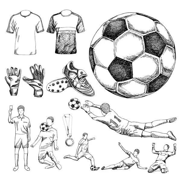 Elementi di schizzo di calcio — Vettoriale Stock