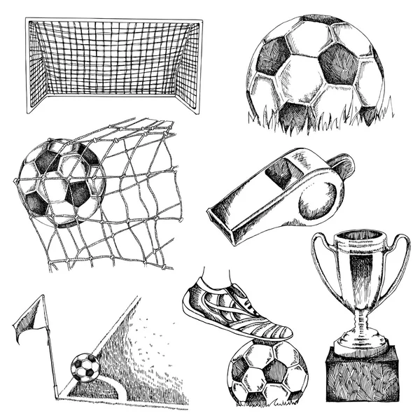 Elementos de boceto de fútbol — Archivo Imágenes Vectoriales