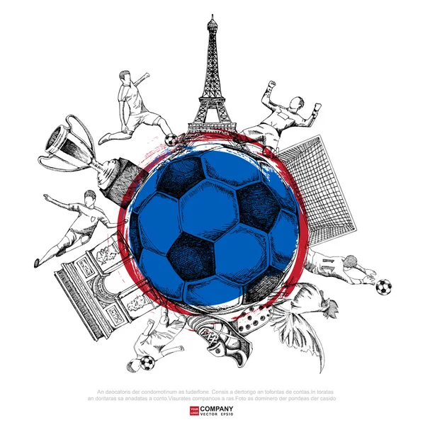 Iconos de fútbol dibujo entintado — Archivo Imágenes Vectoriales