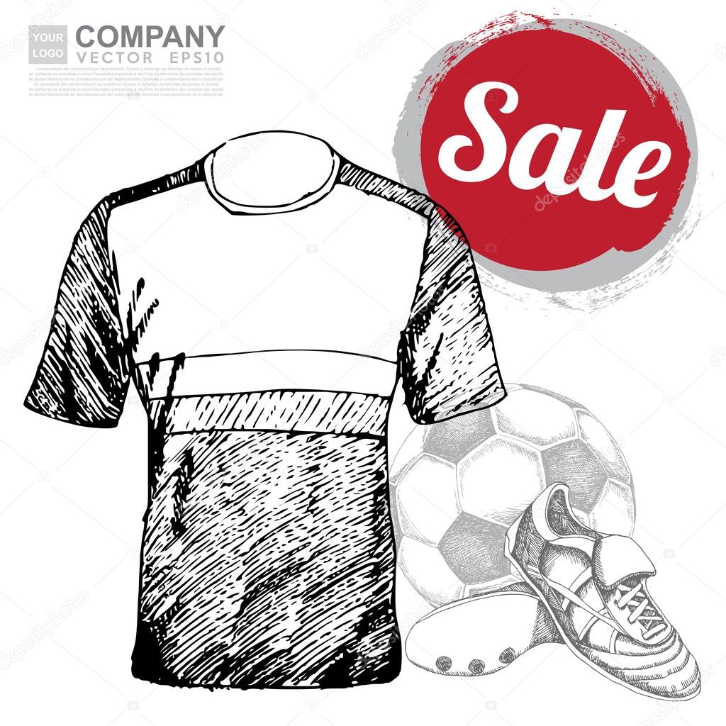 Inked drawing football icons, vector illustration eps10 isolated on white