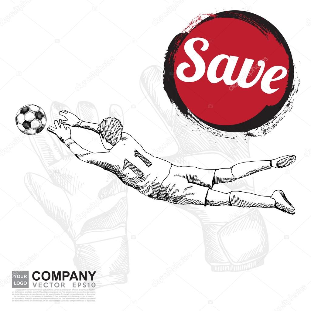 Inked drawing football icons, vector illustration eps10 isolated on white