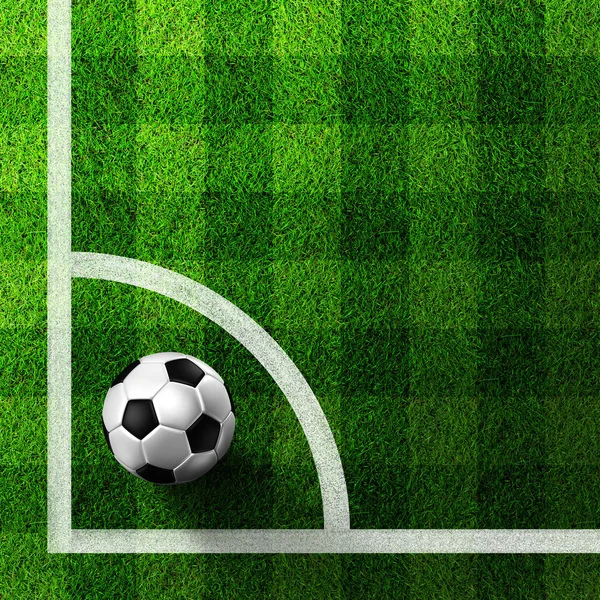 Voetbal op grasveld — Stockfoto