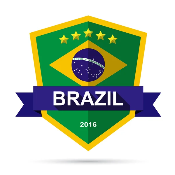 Brezilya bayrağı rozeti — Stok Vektör