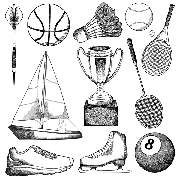 Dessin d'éléments sportifs — Image vectorielle