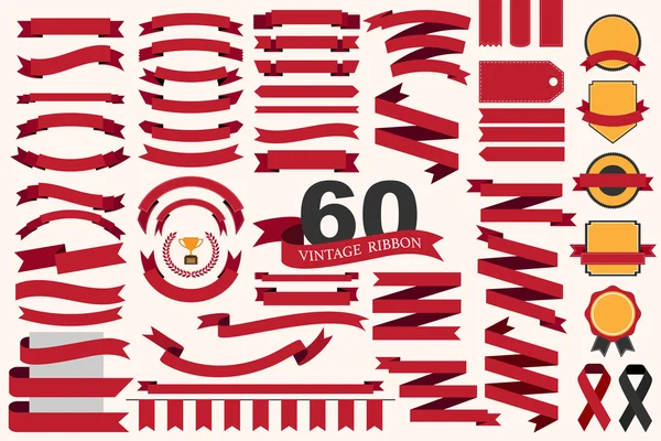 60 etiquetas rojas retro — Vector de stock