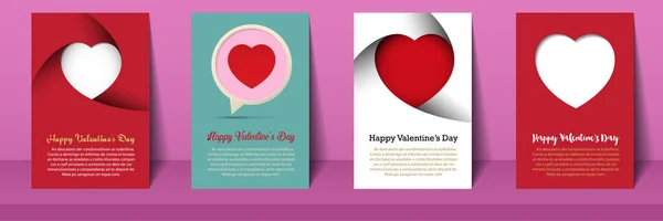Valentine Day Postcards Brochures Vintage Style — Stock Vector