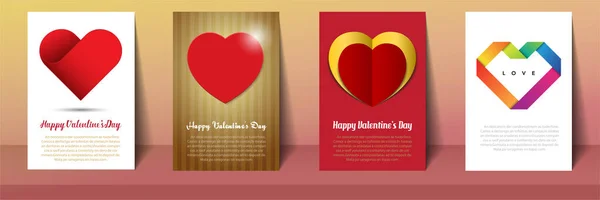 Cartes Postales Brochures Saint Valentin Dans Style Vintage — Image vectorielle