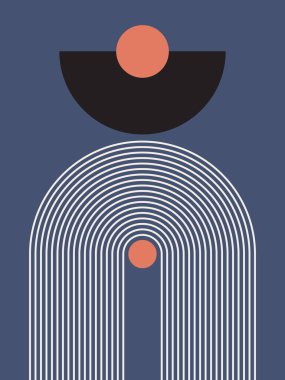 Modern Poster Sanatı. Soyut Duvar Sanatı. Dijital İç Dekorasyon Sanatı. Vektör EPS 10.