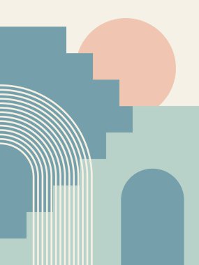 Modern Poster Sanatı. Soyut Duvar Sanatı. Dijital İç Dekorasyon Sanatı. Vektör EPS 10.