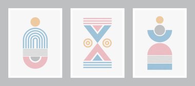 Modern Poster Sanatı. Soyut Duvar Sanatı. Grunge desenli Dijital İç Dekorasyon Sanatı. Vektör EPS 10.