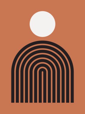 Modern Poster Sanatı. Soyut Duvar Sanatı. Dijital İç Dekorasyon Sanatı. Vektör EPS 10.