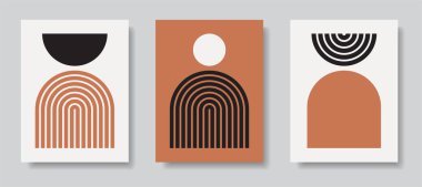 Modern Poster Sanatı. Soyut Duvar Sanatı. Dijital İç Dekorasyon Sanatı. Vektör EPS 10.