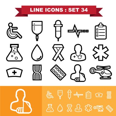34 sağlık Icons set