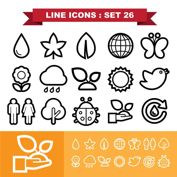 26 doğa Icons set — Stok Vektör