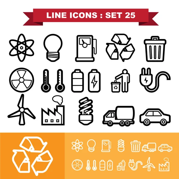 25 enerji Icons set — Stok Vektör