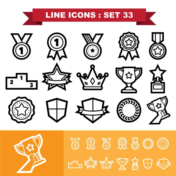 Medalj ikoner set 33 — Stock vektor