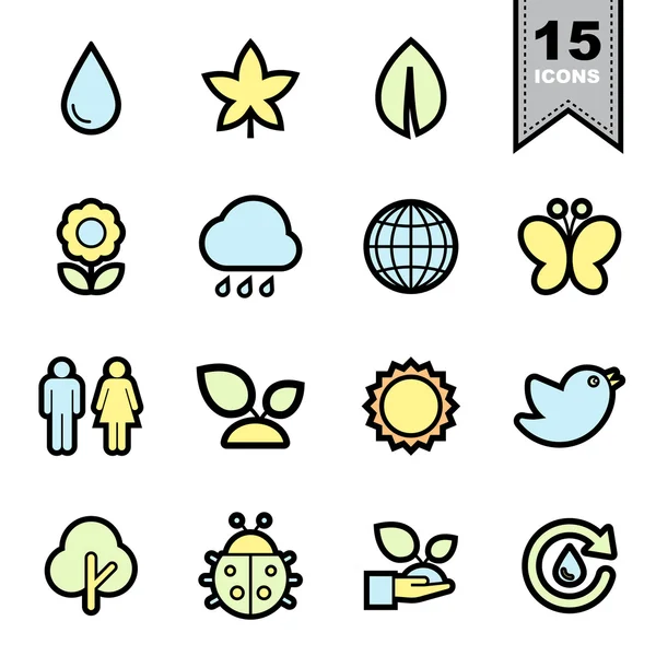 Conjunto de ícones de natureza —  Vetores de Stock
