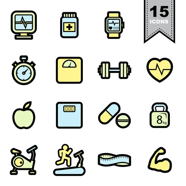 Conjunto de iconos Fitness — Archivo Imágenes Vectoriales