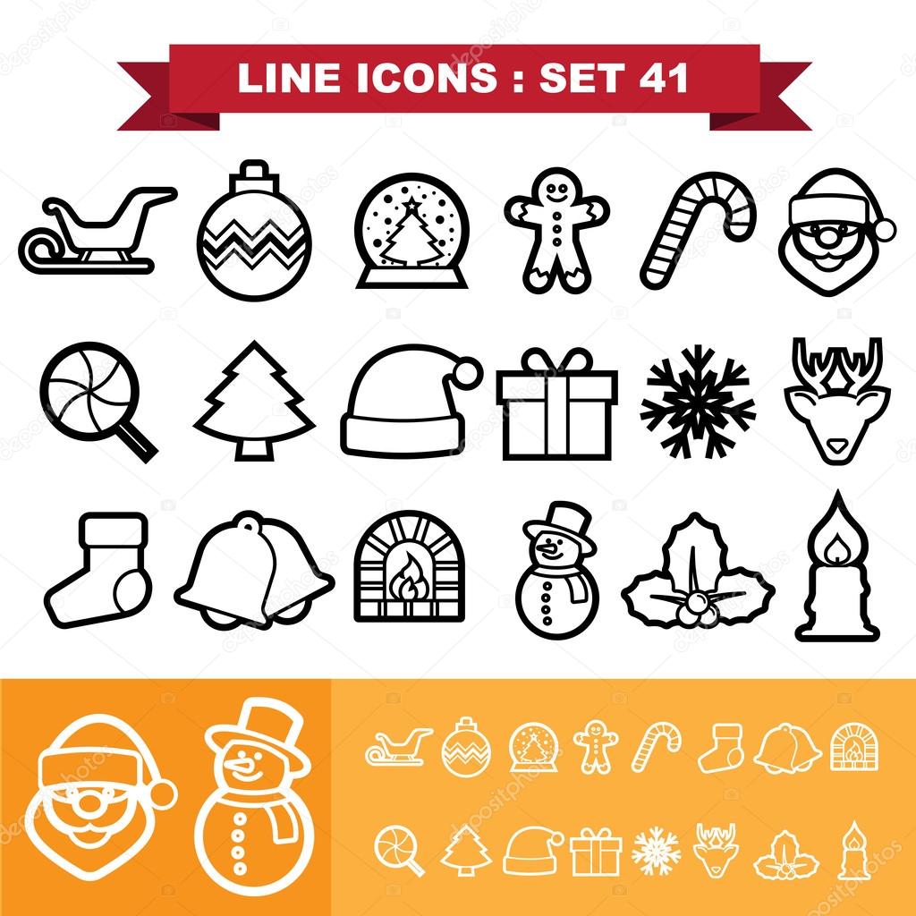 Christmas icons set 41
