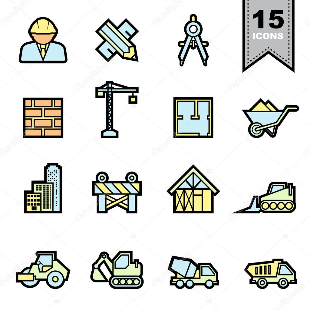 Construction icons set