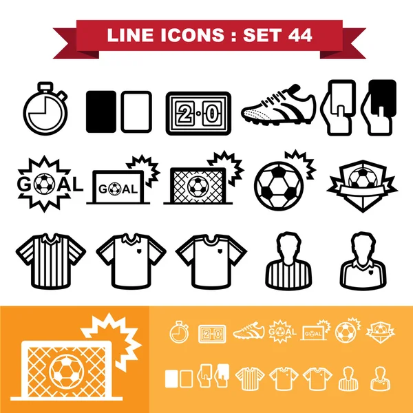 Soccer football ligne icônes ensemble 44 — Image vectorielle