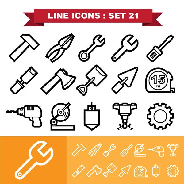 21 satırı Icons set — Stok Vektör