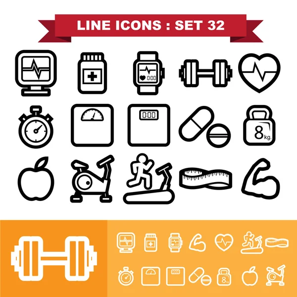 32 çizgi Icons set — Stok Vektör