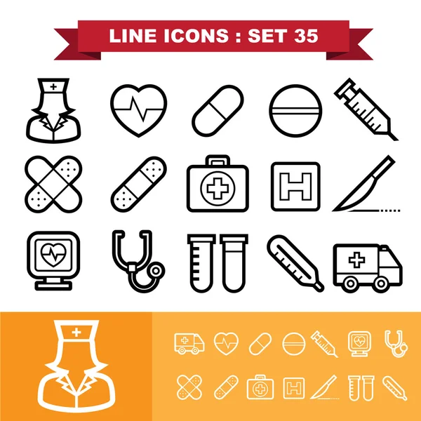 Linie ikony set 35 — Stockový vektor