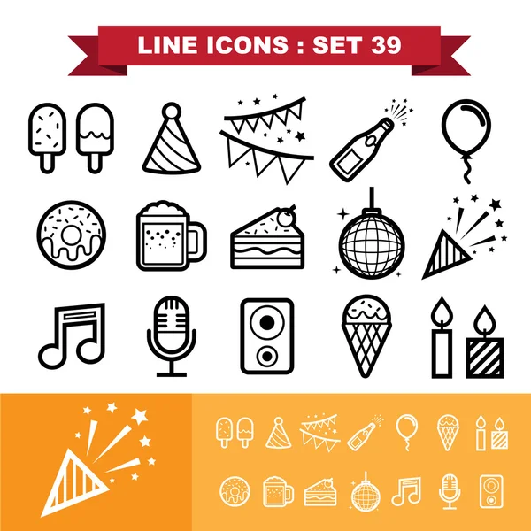 Party ine icons set 39 — Stock Vector