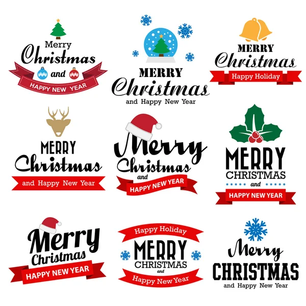Boże Narodzenie i Happy kolekcja nowy rok — Wektor stockowy